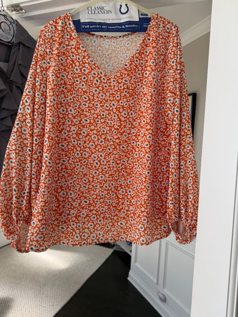 Orange Fall Floral Bouse - Women's Small